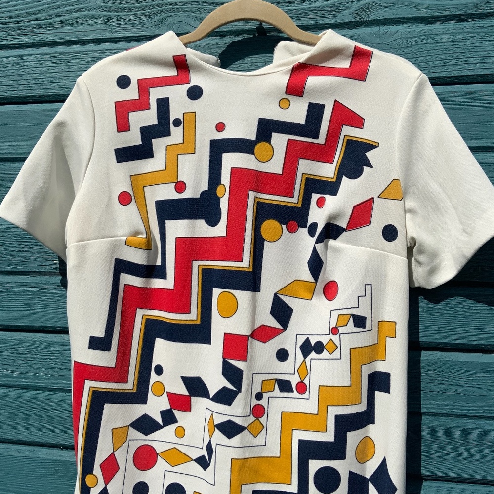 1960s retro vintage dress white cubist modern cute